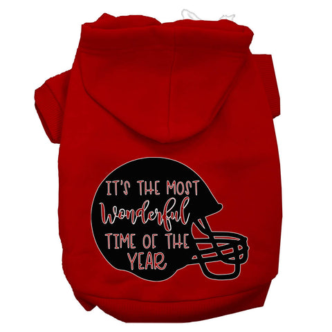 Most Wonderful Time Of The Year (football) Screen Print Dog Hoodie Red M