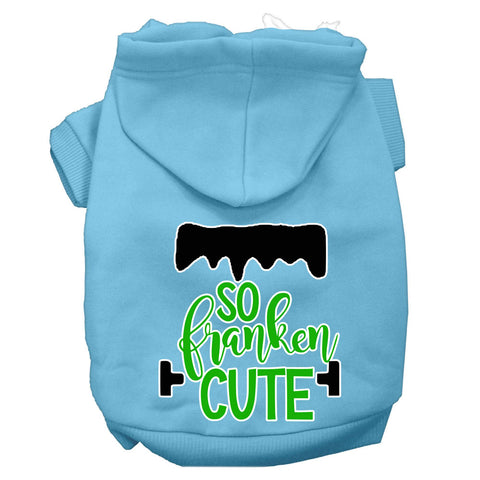 So Franken Cute Screen Print Dog Hoodie Baby Blue L