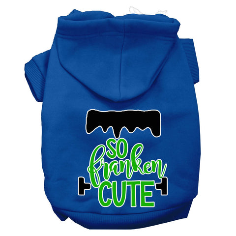 So Franken Cute Screen Print Dog Hoodie Blue Xl