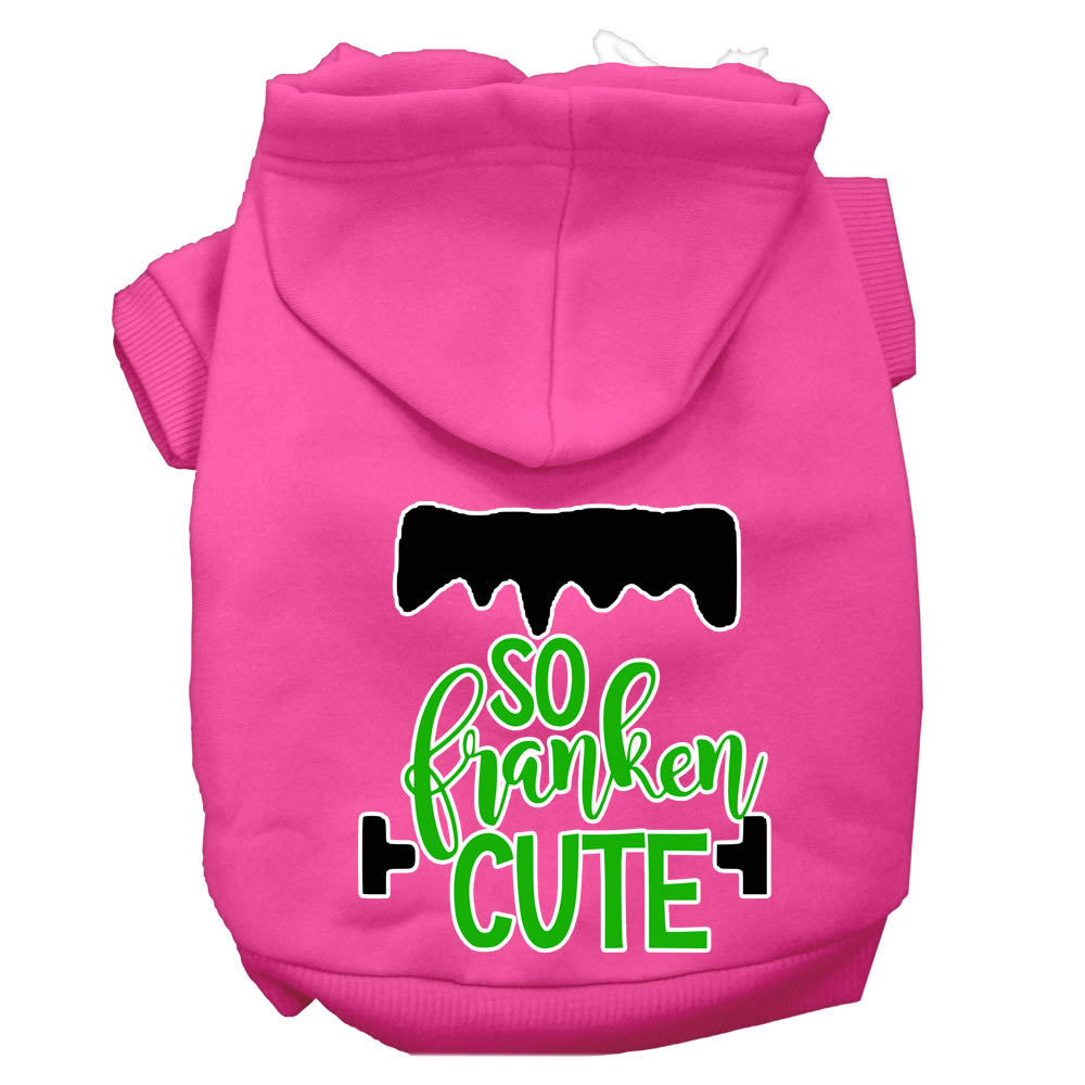 So Franken Cute Screen Print Dog Hoodie Bright Pink M