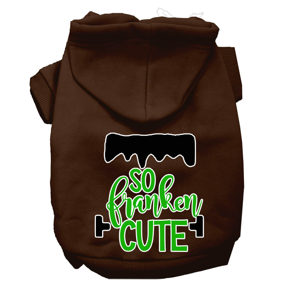 So Franken Cute Screen Print Dog Hoodie Brown M