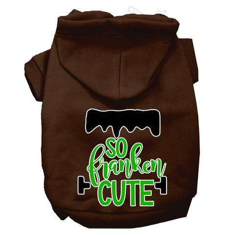 So Franken Cute Screen Print Dog Hoodie Brown Xs