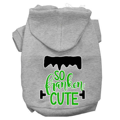 So Franken Cute Screen Print Dog Hoodie Grey Xl