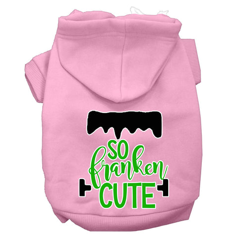 So Franken Cute Screen Print Dog Hoodie Light Pink Xl