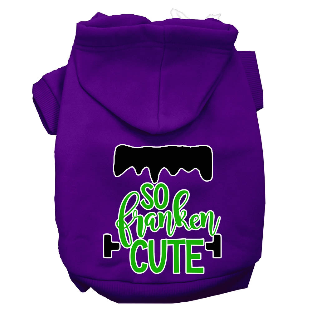 So Franken Cute Screen Print Dog Hoodie Purple S