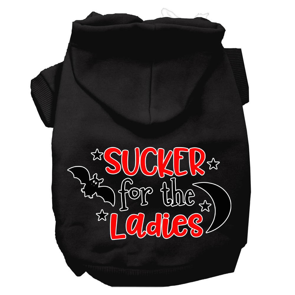 Sucker For The Ladies Screen Print Dog Hoodie Black L