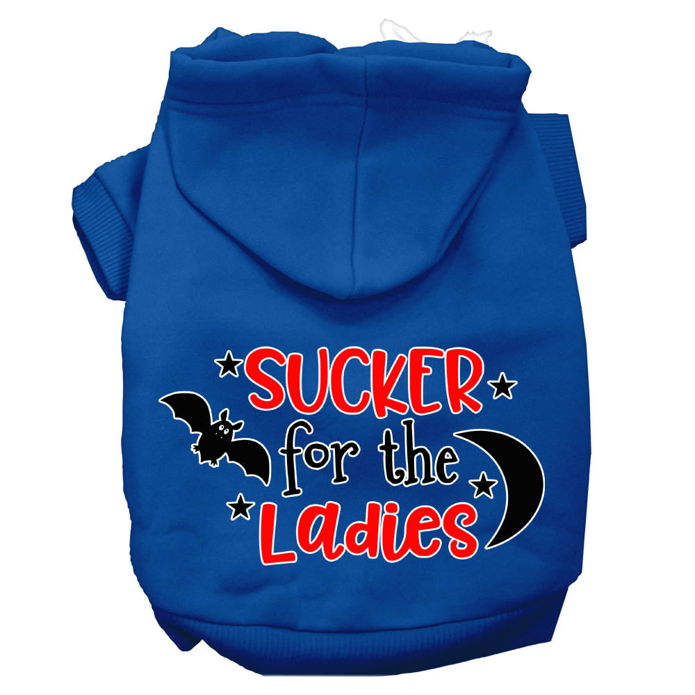 Sucker For The Ladies Screen Print Dog Hoodie Blue Xxl