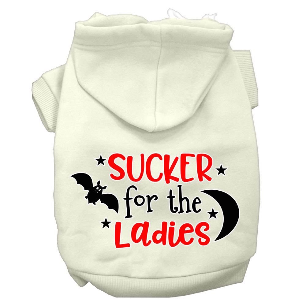 Sucker For The Ladies Screen Print Dog Hoodie Cream Xs