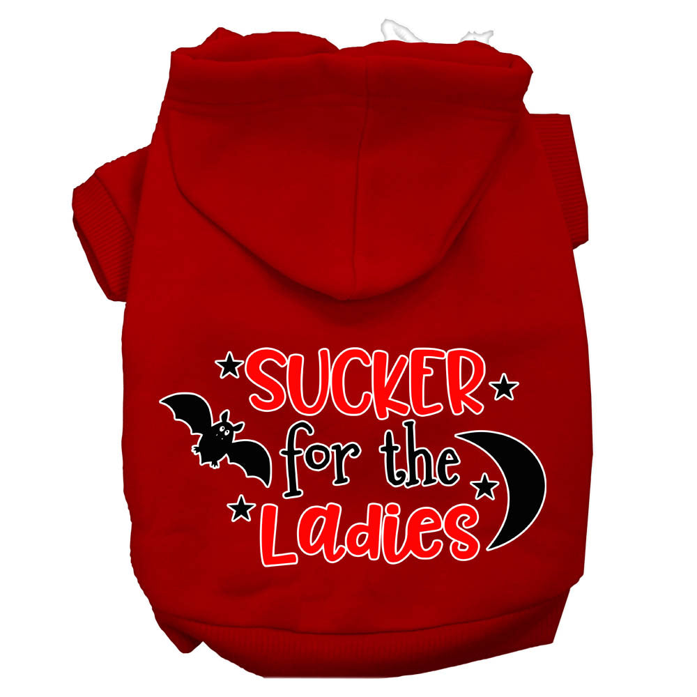 Sucker For The Ladies Screen Print Dog Hoodie Red L