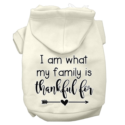 I Am What My Family Is Thankful For Screen Print Dog Hoodie Cream L