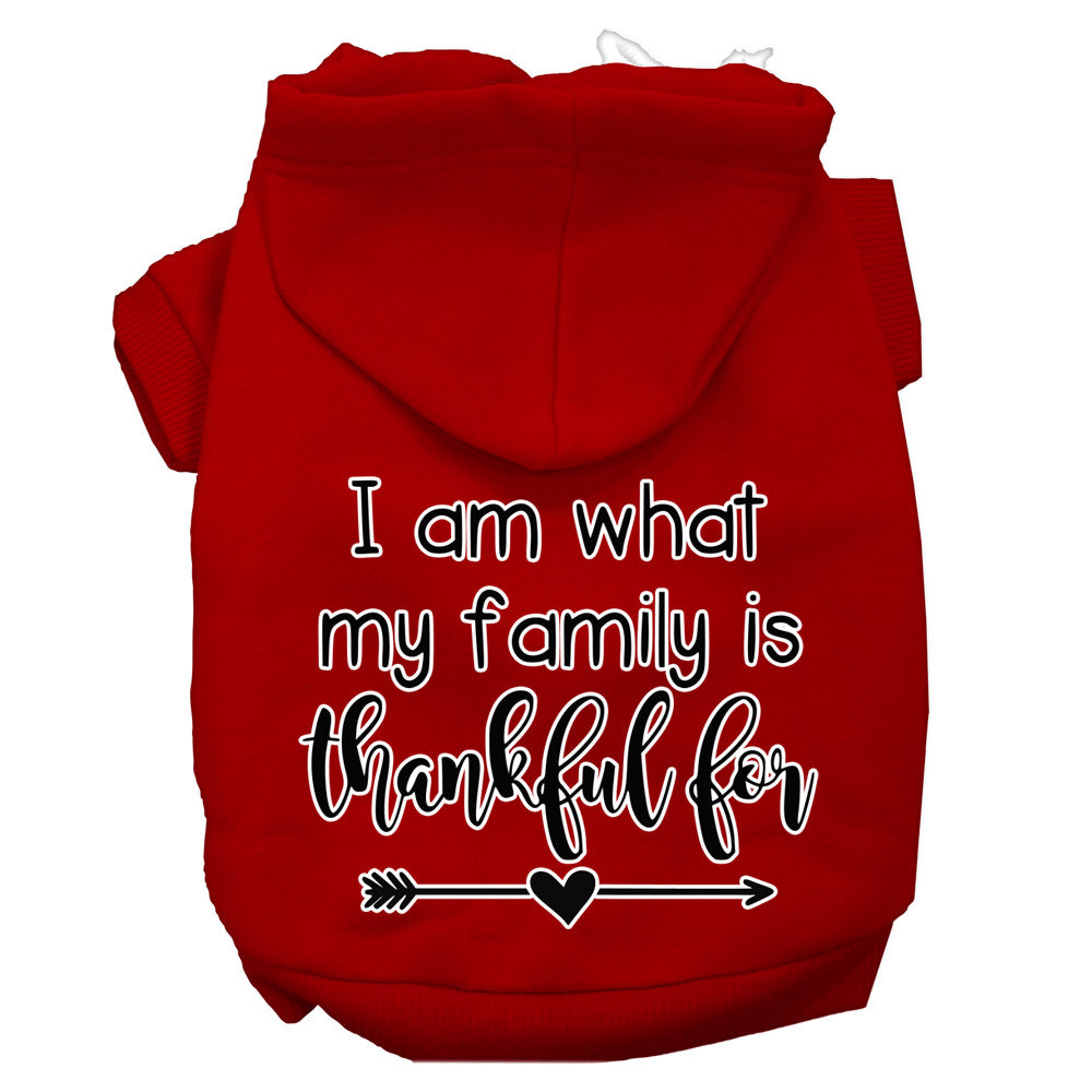 I Am What My Family Is Thankful For Screen Print Dog Hoodie Red L