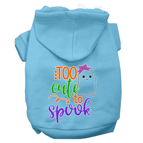 Too Cute To Spook-girly Ghost Screen Print Dog Hoodie Baby Blue L