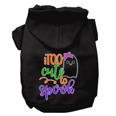 Too Cute To Spook-girly Ghost Screen Print Dog Hoodie Black Xl