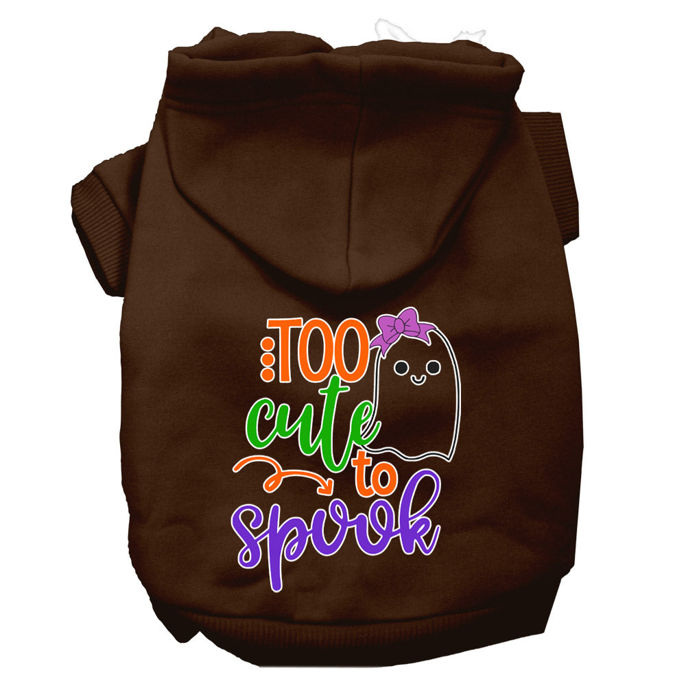 Too Cute To Spook-girly Ghost Screen Print Dog Hoodie Brown M