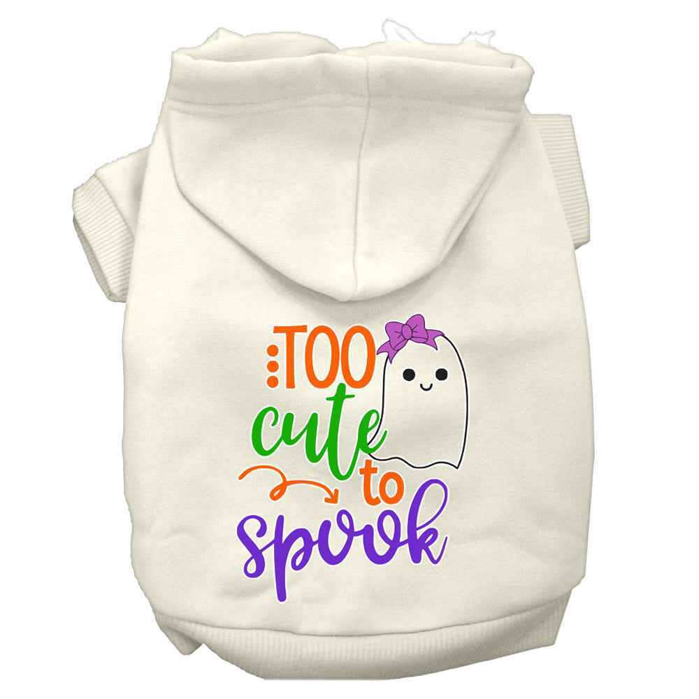 Too Cute To Spook-girly Ghost Screen Print Dog Hoodie Cream L