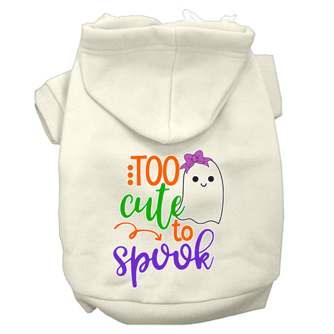 Too Cute To Spook-girly Ghost Screen Print Dog Hoodie Cream L