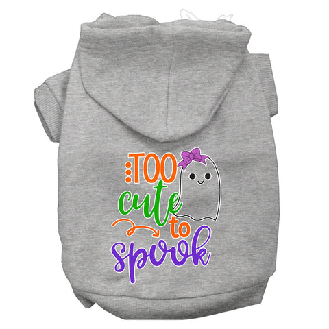 Too Cute To Spook-girly Ghost Screen Print Dog Hoodie Grey M