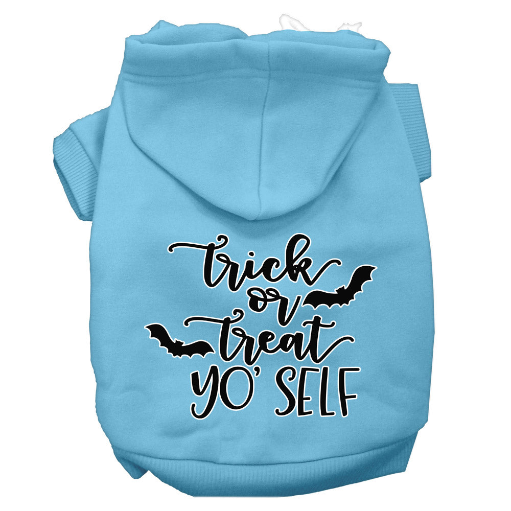 Trick Or Treat Yo' Self Screen Print Dog Hoodie Baby Blue Xs