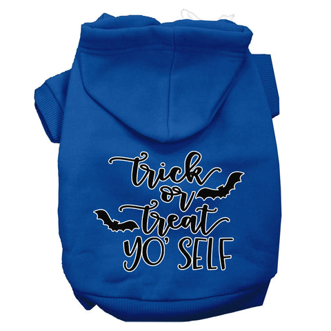 Trick Or Treat Yo' Self Screen Print Dog Hoodie Blue Xs