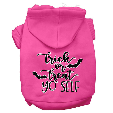 Trick Or Treat Yo' Self Screen Print Dog Hoodie Bright Pink M