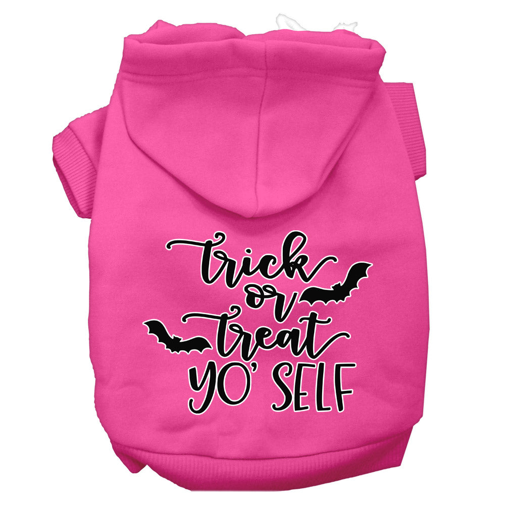 Trick Or Treat Yo' Self Screen Print Dog Hoodie Bright Pink Xs