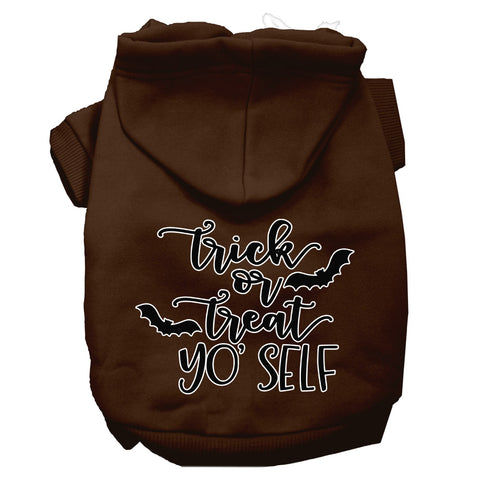 Trick Or Treat Yo' Self Screen Print Dog Hoodie Brown Xs