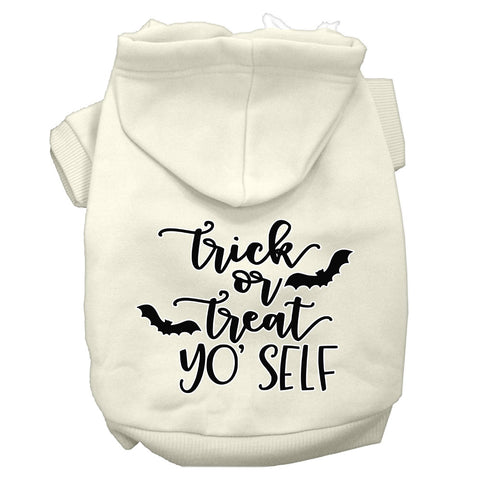 Trick Or Treat Yo' Self Screen Print Dog Hoodie Cream L