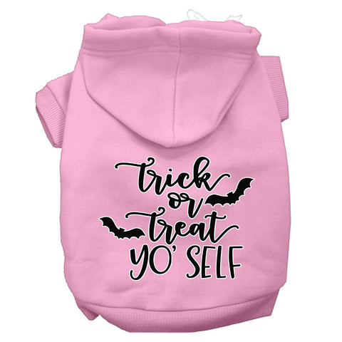 Trick Or Treat Yo' Self Screen Print Dog Hoodie Light Pink L