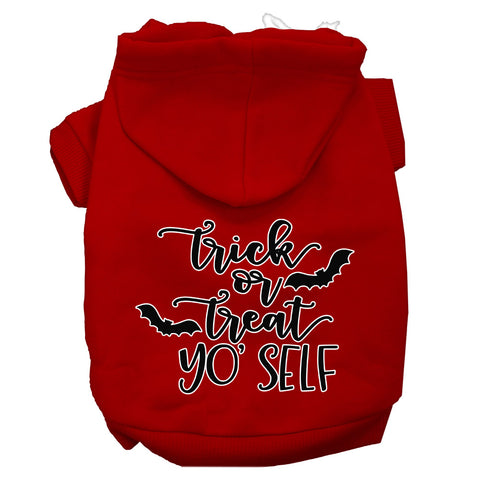 Trick Or Treat Yo' Self Screen Print Dog Hoodie Red Xl