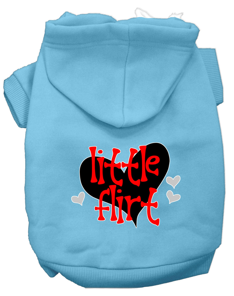 Little Flirt Screen Print Dog Hoodie Baby Blue Xs