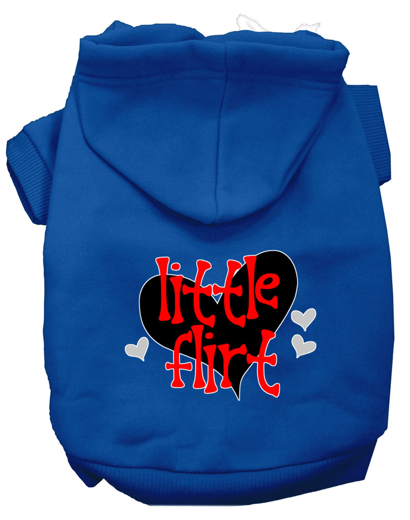 Little Flirt Screen Print Dog Hoodie Blue Xl