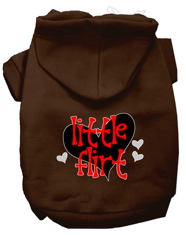 Little Flirt Screen Print Dog Hoodie Brown Xs