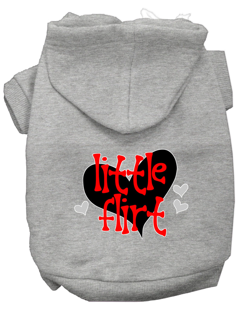 Little Flirt Screen Print Dog Hoodie Grey Xl