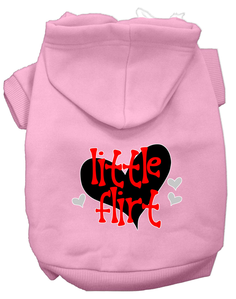 Little Flirt Screen Print Dog Hoodie Light Pink Xl