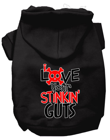 Love Your Stinkin Guts Screen Print Dog Hoodie Black Xs