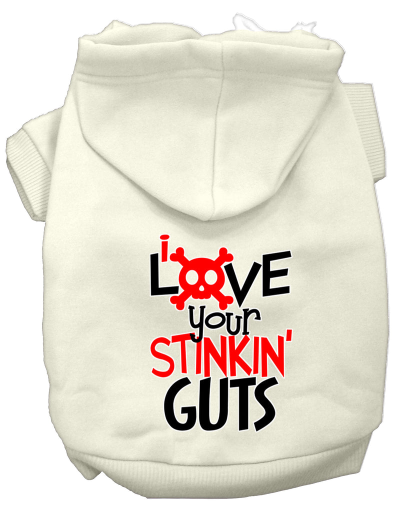 Love Your Stinkin Guts Screen Print Dog Hoodie Cream Xs