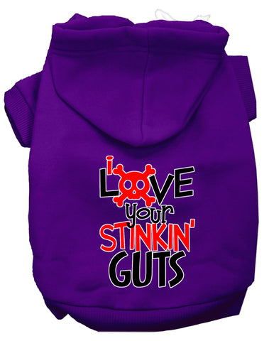 Love Your Stinkin Guts Screen Print Dog Hoodie Purple M