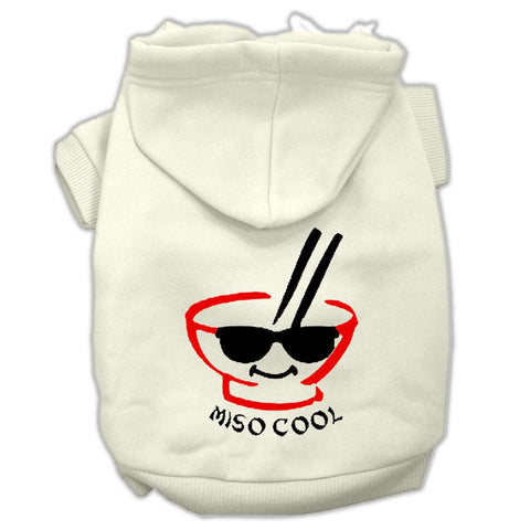 Miso Cool Screen Print Pet Hoodies Cream Size Med (12)