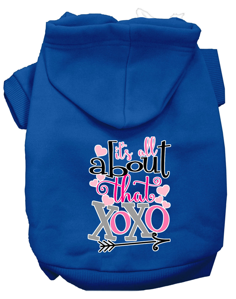 All About That Xoxo Screen Print Dog Hoodie Blue L