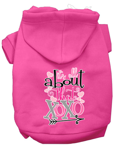 All About That Xoxo Screen Print Dog Hoodie Bright Pink L