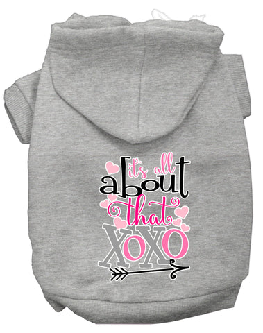 All About That Xoxo Screen Print Dog Hoodie Grey L