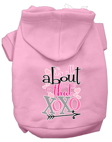 All About That Xoxo Screen Print Dog Hoodie Light Pink L