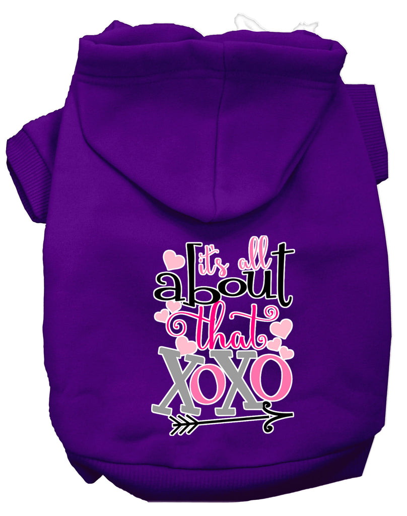 All About That Xoxo Screen Print Dog Hoodie Purple L