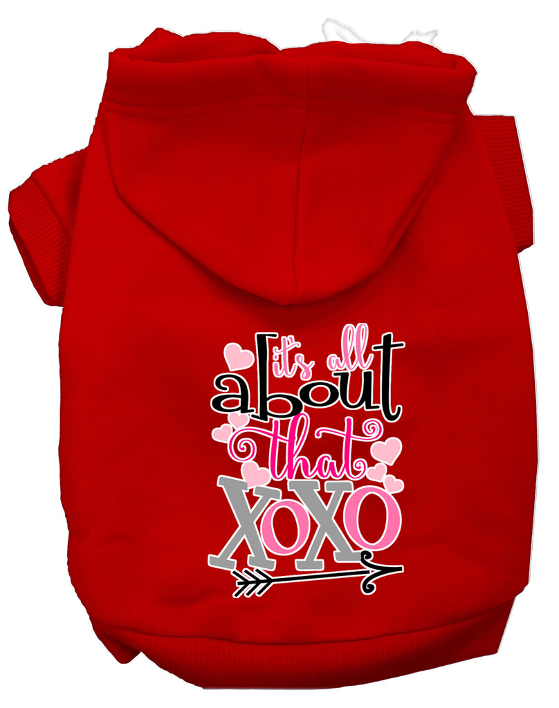 All About That Xoxo Screen Print Dog Hoodie Red L