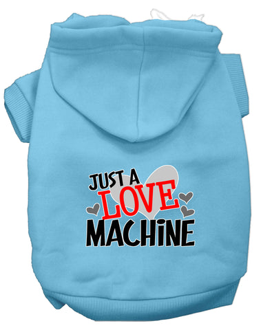 Love Machine Screen Print Dog Hoodie Baby Blue Xs