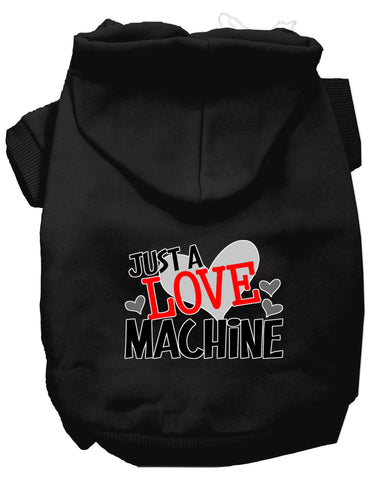 Love Machine Screen Print Dog Hoodie Black Xs