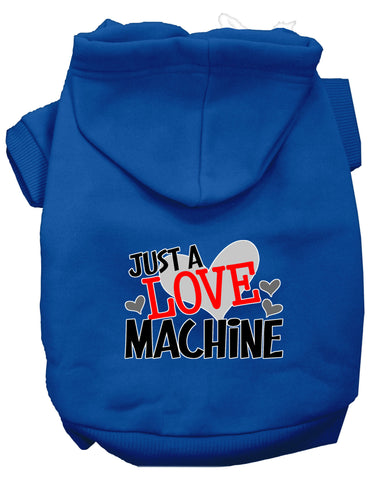 Love Machine Screen Print Dog Hoodie Blue Xs