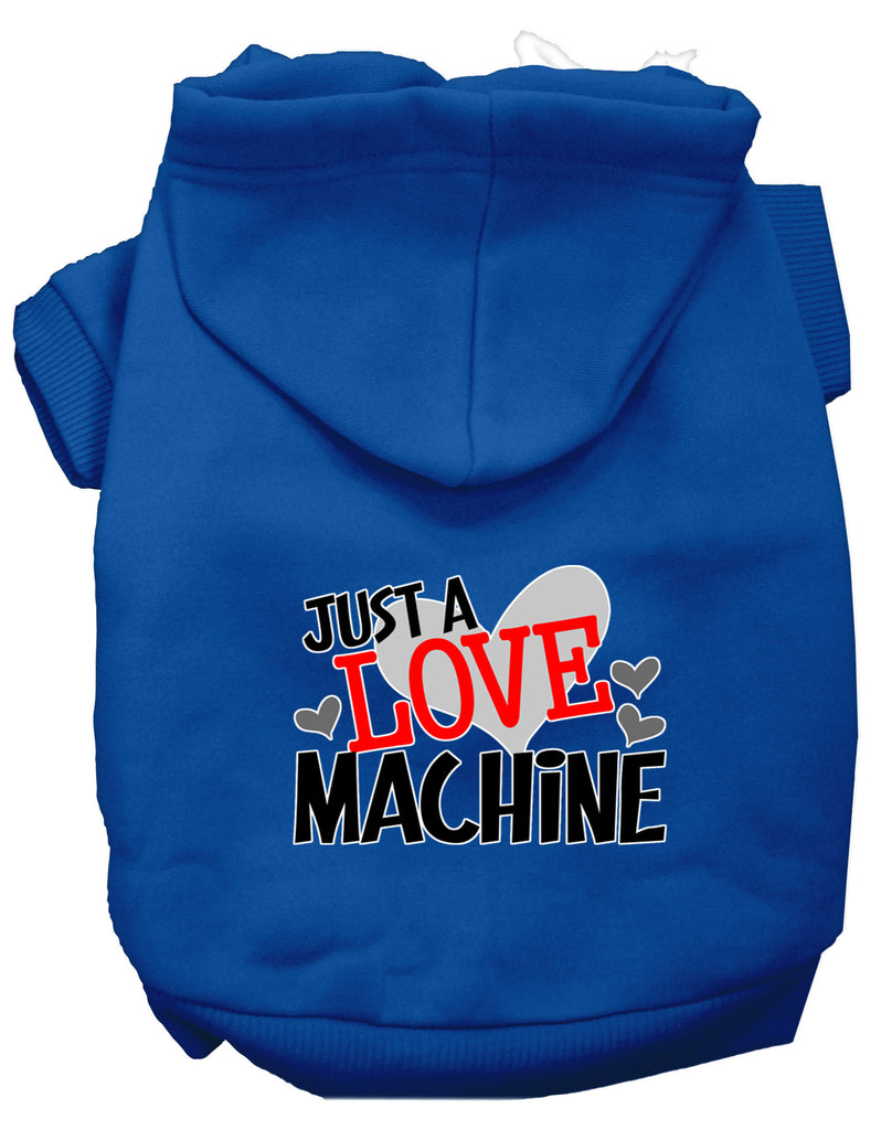 Love Machine Screen Print Dog Hoodie Blue Xxl