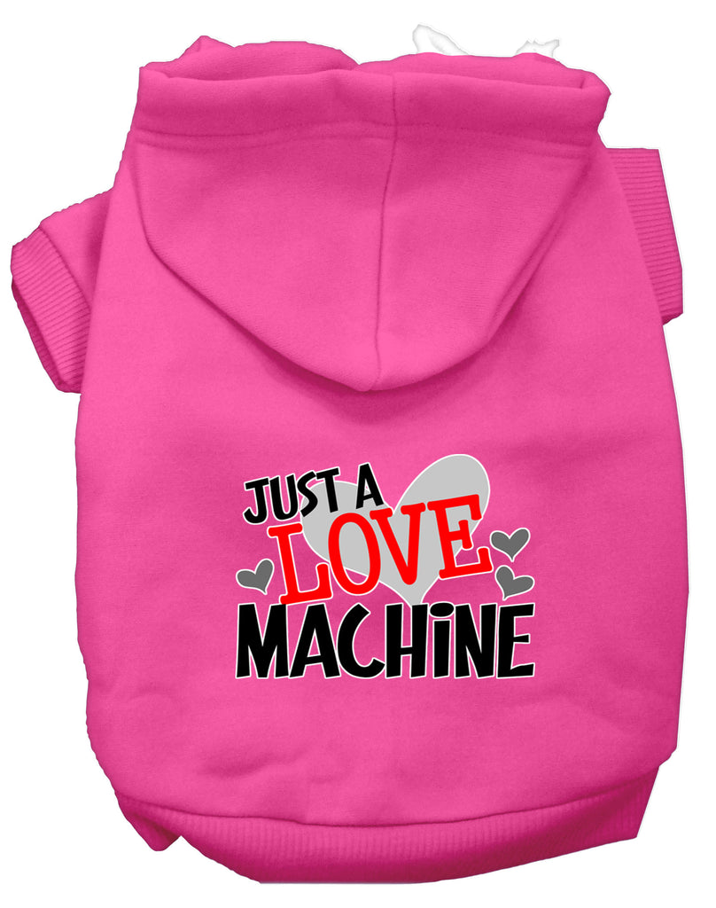 Love Machine Screen Print Dog Hoodie Bright Pink Xl