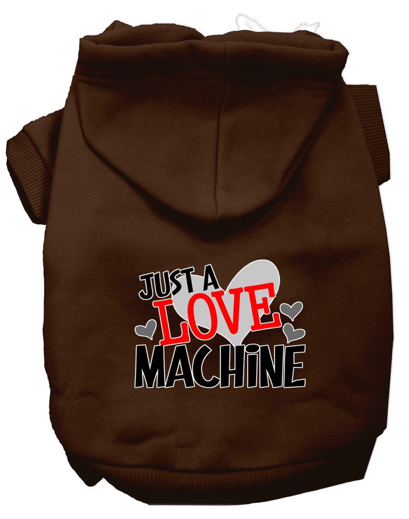 Love Machine Screen Print Dog Hoodie Brown L